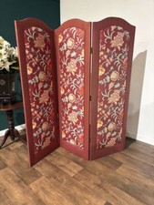 Vintage Fabric Covered Three Fold Dressing Screen