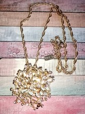 Suzi B Gold tone Coral Style Necklace Oversized 7cm Pendant