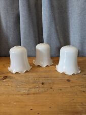 3 X Antique Opaline Glass Light Shades - White - Bell - Lamp