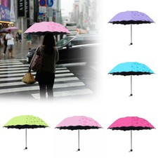 Womens Colors Changing Umbrella Folding Sun Rain Protection Anti-UV Parasol