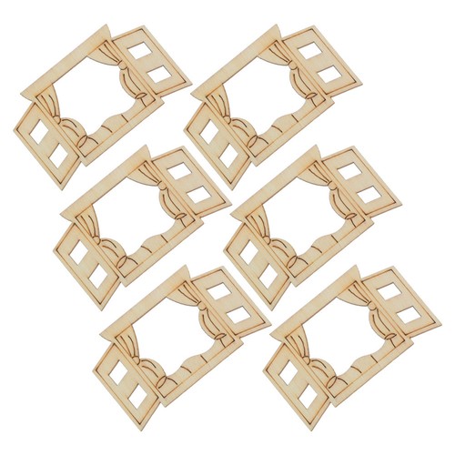 6pcs miniature wooden window - wooden,