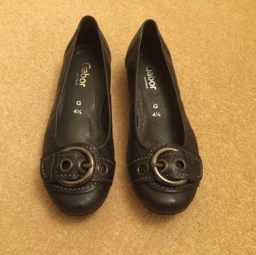 Gabor navy leather ballet - gabor,