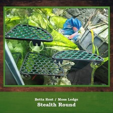Aquarium Shelf Plant Ledge - Moss, Shrimp Rest, Betta Hammock - Round Stealth