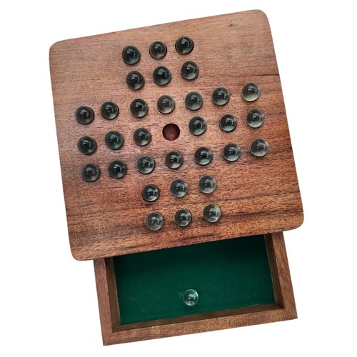Wooden solitaire with marble - wooden,