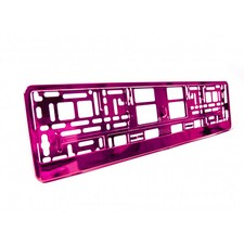 2 x Glossy Pink Number Plate Surrounds Holders UK Pressed Plates Compatible M