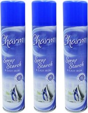 3 x CHARM STARCH & EASY IRON SPRAY 330ML SMOOTH & CRISP FINISH REMOVE CREASES