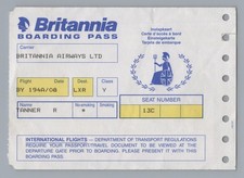 Britannia Airways Boarding Pass Airline Luxor Egypt Vintage Original BY 194A