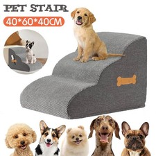 Grey Dog Stairs Pet For Bed Sofa Cat 3 Ladder Ramp With Removable Cover Portable
