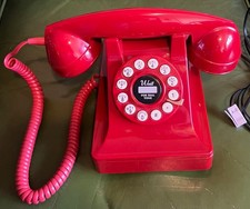Wild & Wolf Retro 302 Desk Telephone Vintage Red - Hold & Redial Function - NICE