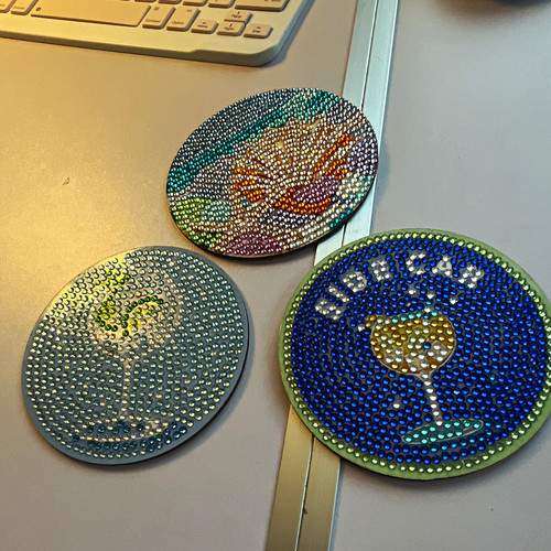 3pc round handmade beaded - 3pc,
