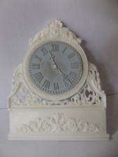 Dolls House White With Blue Dial Ornate French Bed Wall Clock Headboard Clock