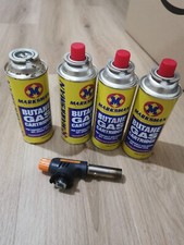 4x MARKSMAN BUTANE GAS CARTRIDGE FOR  CAMPING COOKING BURNER + tourch