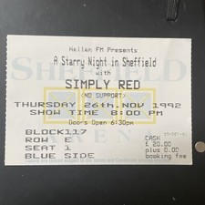 SIMPLY RED -  UK A STARRY IN NIGHT IN SHEFFIELD TICKET STUB 26 November 1992