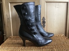 CLARKS BLACK LEATHER BUTTON