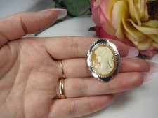 Shell cameo brooch - cameo,