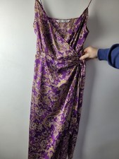 Zara Women Size M Purple Paisley Floral Sleeveless Wrap Dress Casual Summer
