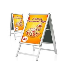  A2 A-Board Pavement Sign Double Side Display Poster Board Aluminum Frame Silver