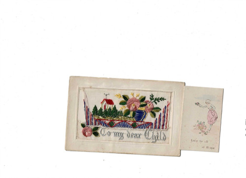 Embroidered silk postcard - silk,