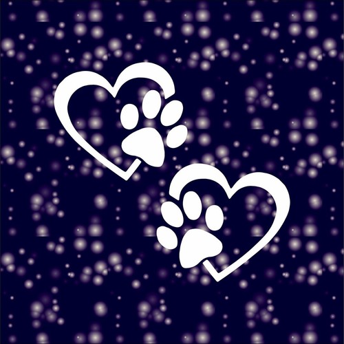 Dog paw print heart car - 2x,