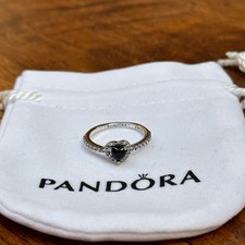 Pandora Elevated Black Heart Ring Sterling silver Size 58 (9)
