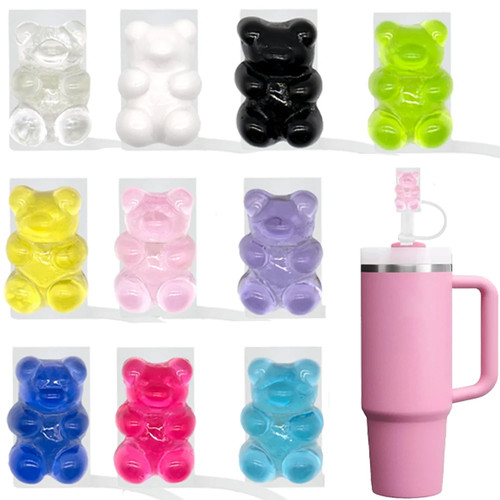 10pcs purple bear straw - 1/10pcs,