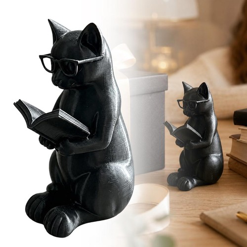 Reading cat nerd resin - cat,