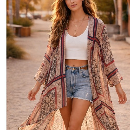 Sheer boho kimono - boho, cardigan