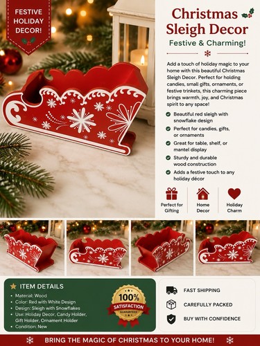 Wooden red white christmas - red/white,