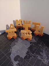 Childrens Personalised Wooden Alphabet Letter Train, T, W, A, H, M, E, Engine