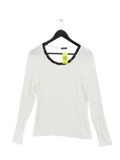 Gerry Weber Women's Top UK 12 White 100% Other Long Sleeve Round Neck Basic
