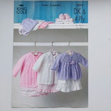 King Cole 2979 Baby DK 4 Ply Knitting Pattern 12"-18" Matinee Coats VGC Modern