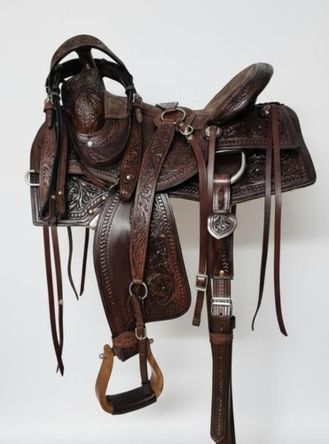 Western tooled leather horse - tooled,