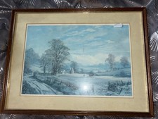 Framed Vintage Winter Landscape Print by J. Hoggatt