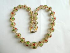 Vintage Venetian Graduated Bead Necklace Colourless Glass - Festive Colours