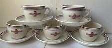 Vintage Dunn Bennett Vitreous Ironstone Burslem 5x Espresso Cups & Saucers