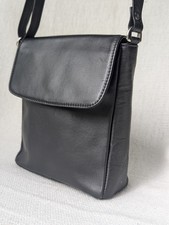 JOBIS black Genuine Leather crossbody shoulder bag handbag