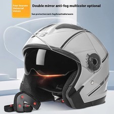 Open Face Scooter Motorbike Motorcycle Bike Retro Helmet Sun Visor Dual Lens UK