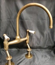 LEFROY BROOKS  AGED BRASS KITCHEN MIXER TAPS IDEAL 4 BELFAST SINK  REFURBISHED 