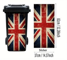 2 x LARGE WHEELIE BIN UNION JACK GB STICKER / DECAL - FAST DISPATCH