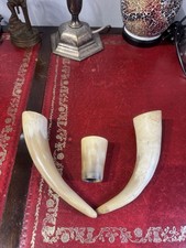 Viking Drinking Horns & Cup Set – Medieval Ox Horn Tankard Mead Beer Goblet