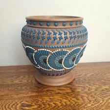 Victorian Doulton Lambeth Silicon Ware Footed Planter Jardiniere 1882 Pinwheel