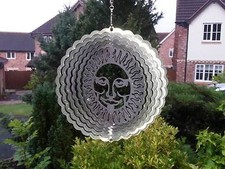 6"/15cm SILVER SUNBURST Iron Stop WIND SPINNER + Swivel Hook Sun Catcher Garden