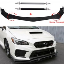 Front Bumper Lip Spoiler Splitter Boby Kit + Strut Rods Bars For Subaru WRX STI