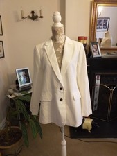 Crew Clothing Company Blazer Jacket Womens 16 White Single Breasted Linen blend