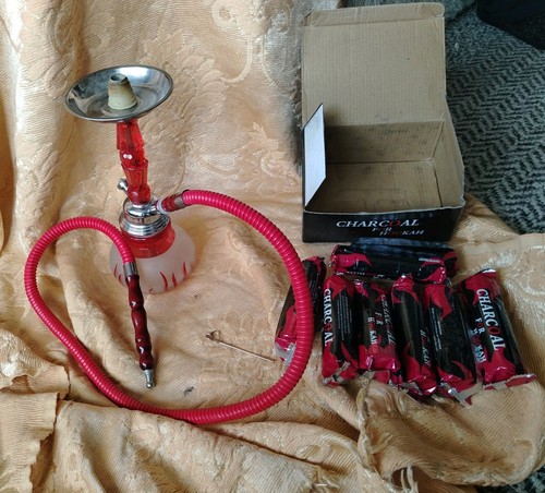 Red glass shisha - glass, pipe