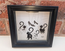 Dubout Cats Art Print on Glass Framed Size 5.5 x 5.5 in