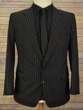 Mens Magee vintage chalk striped grey blazer 46R waistcoat 44R wool jacket vest
