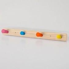 IKEA FLISAT Kids Knob Solid Wood Rack with 4 Colorful Cone-Shaped Knobs 18 ½ "