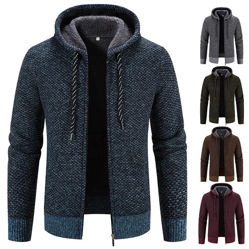 Men knitted hooded cardigan - men's,