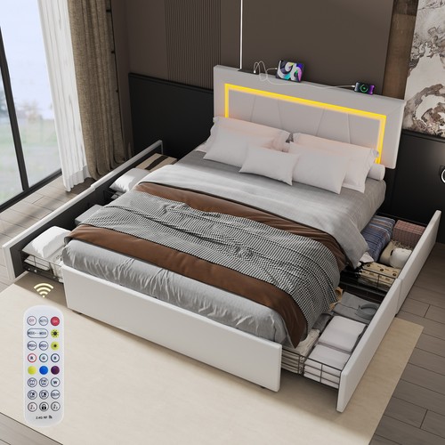 4ft6 storage upholstered bed - storage,